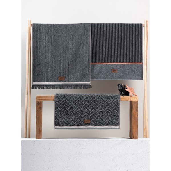 Antracytowe ręczniki zestaw 3 szt. 50x90 cm Denim – Foutastic-image-2