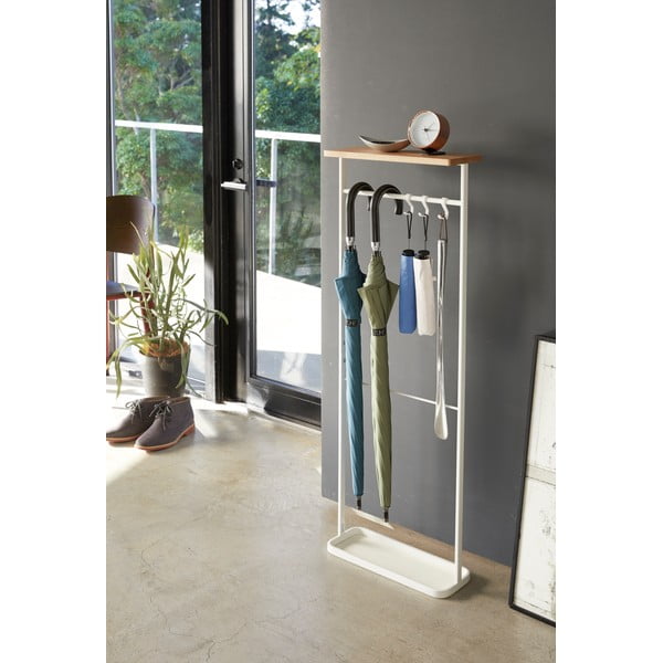 Biały parasolnik z drewnianą półką Yamazaki Tower-image-4