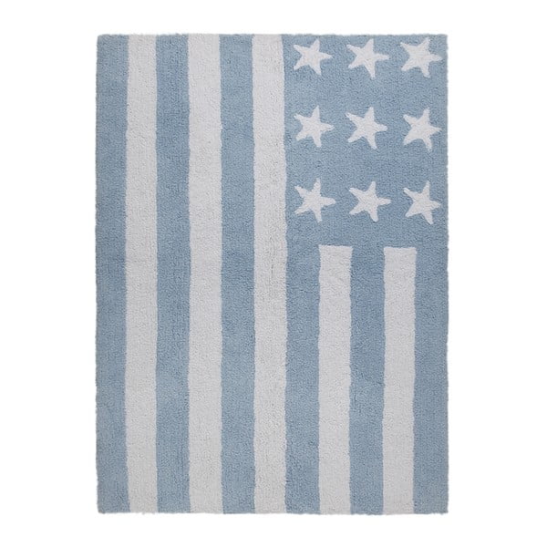 Niebieski dywan bawełniany wykonany ręcznie Lorena Canals USA, 120x160 cm