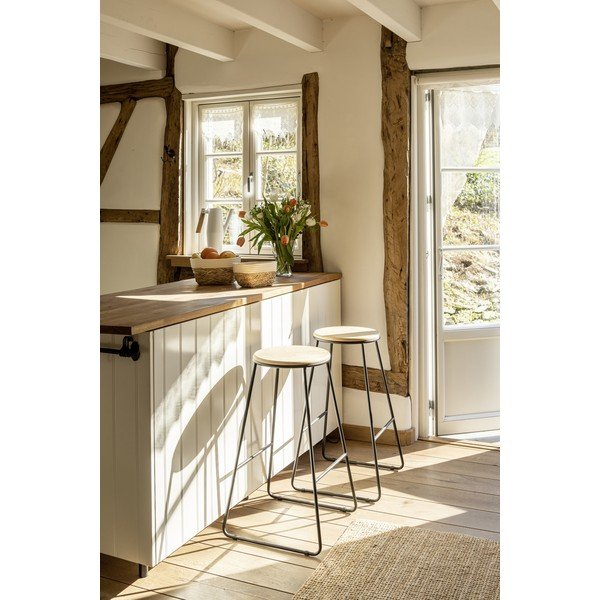 Czarno-naturalne hokery zestaw 2 szt. (wysokość siedziska 70 cm) Loft – Wenko-image-1