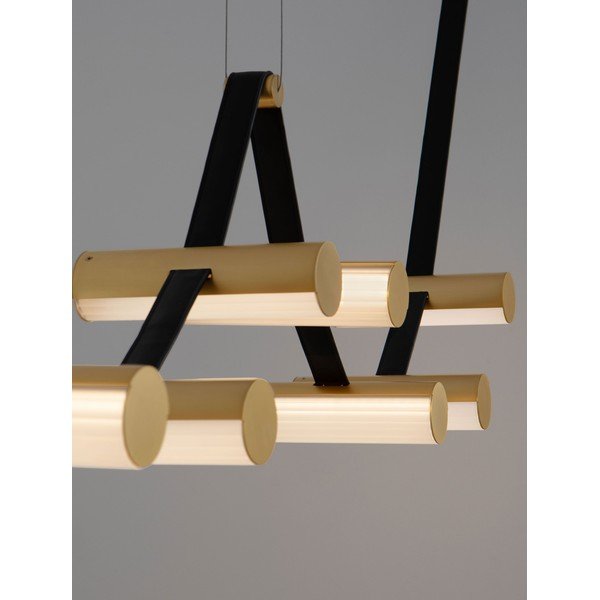 Aluminiowa lampa wisząca LED ze ściemniaczem w kolorze mosiądzu ze szklanym kloszem Luma – Nova Luce-image-3