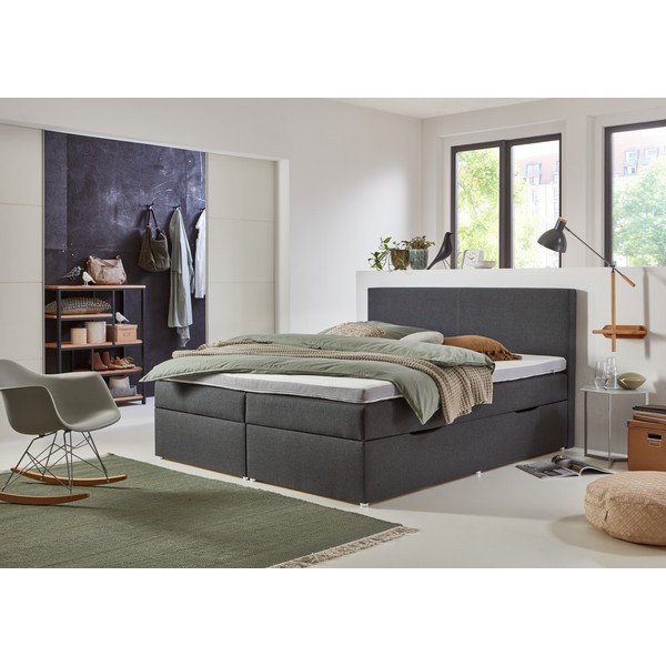 Szare łóżko boxspring ze schowkiem 180x200 cm Harry – Rojaplast-image-1