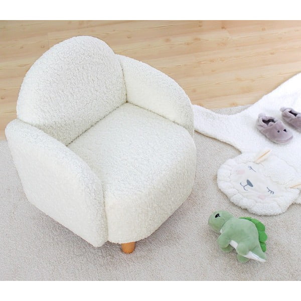 Biały fotel dziecięcy z materiału bouclé Moylo – Artie-image-1