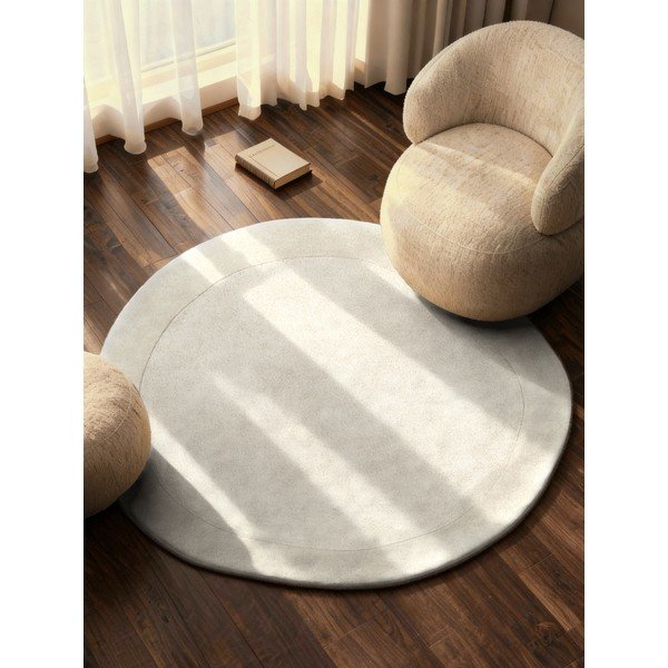 Kremowy okrągły dywan z mieszanki wełny tkany ręcznie ø 160 cm Kari Organic – Villeroy&Boch-image-1