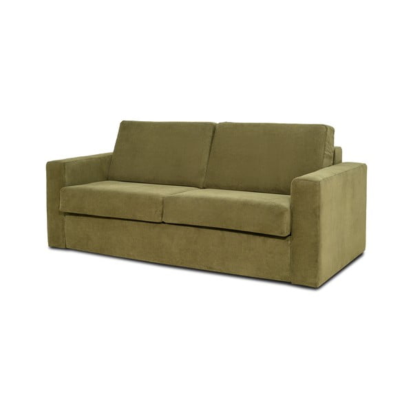 Sztruksowa sofa rozkładana w kolorze khaki Scandic Elbeko-image-2