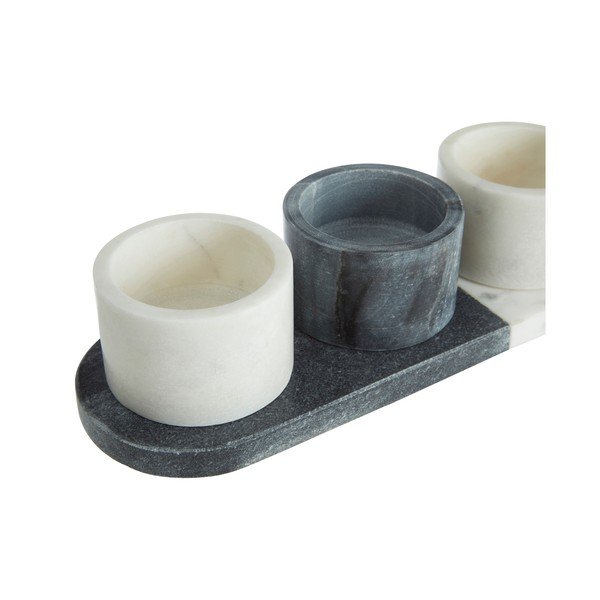 Zestaw 3 biało-szarych marmurowych misek do serwowania Premier Housewares Marble-image-3