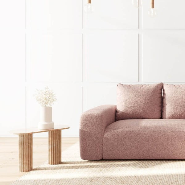 Różowy narożnik z materiału bouclé (prawostronny/z szezlongiem) Monce – Rodier-image-4