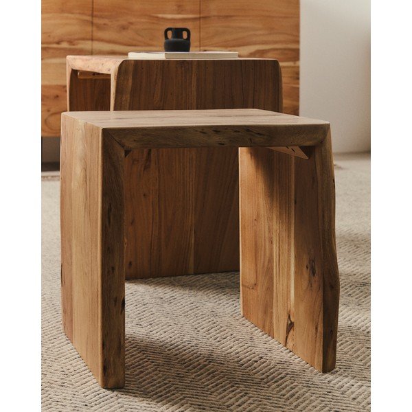 Stoliki z litego drewna akacjowego zestaw 2 szt. 40x50 cm Lomiri – Kave Home-image-3