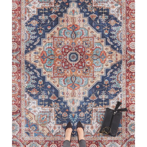 Czerwono-granatowy chodnik Nouristan Sylla, 80x200 cm-image-1