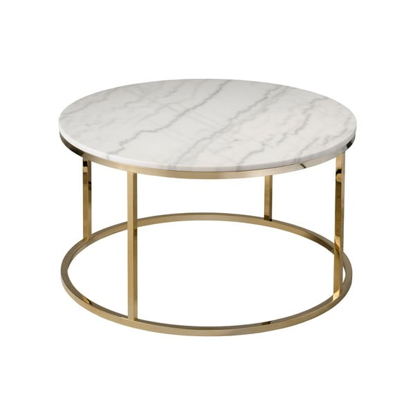 Biały stolik marmurowy z konstrukcją w kolorze złota RGE Accent, ⌀ 85 cm-image-2