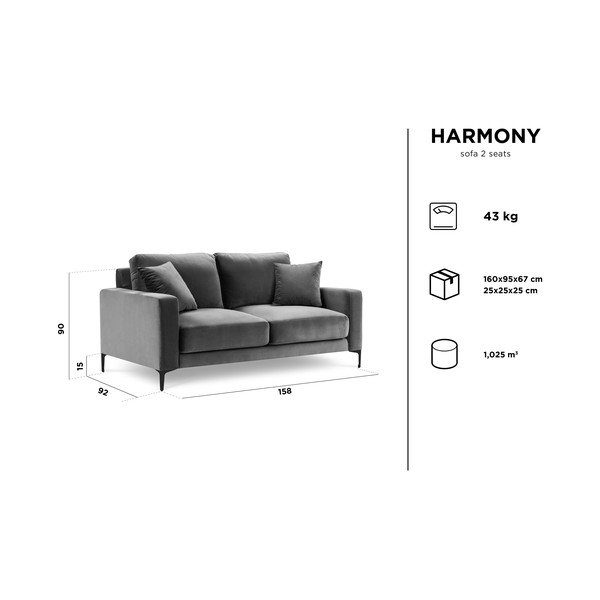 Różowa aksamitna sofa Kooko Home Harmony, 158 cm-image-4