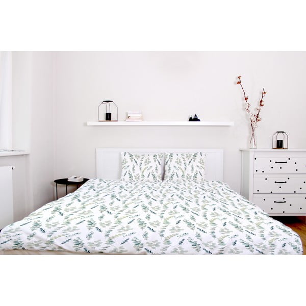Pościel dwuosobowa Butter Kings z satyny bawełnianej Eucalyptus Branches, 200x200 cm-image-1