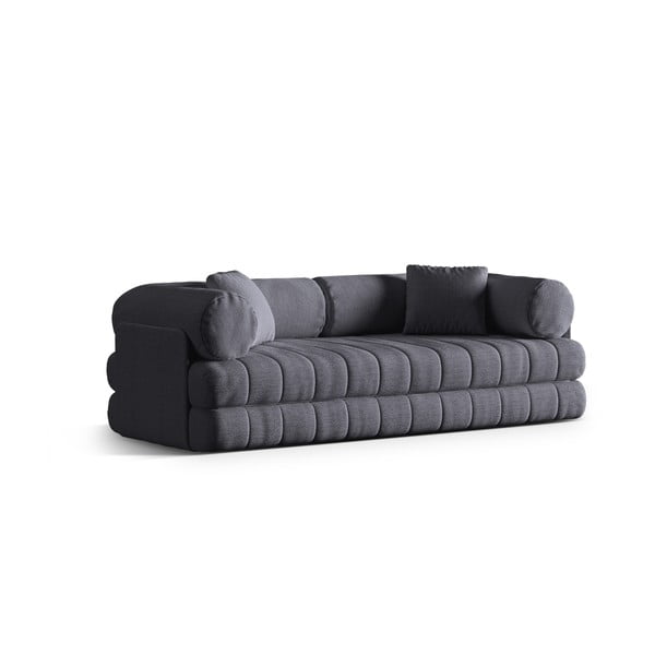 Ciemnoszara rozkładana sofa z materiału bouclé 206 cm Kemi – Cosmopolitan Design-image-2