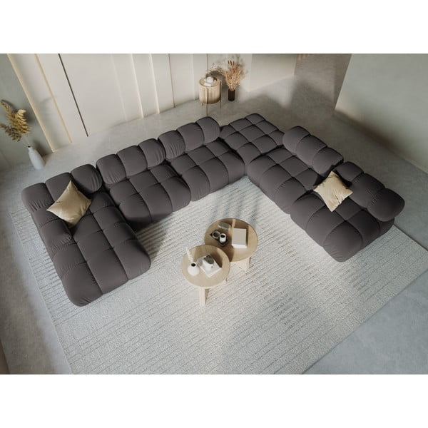 Ciemnoszara aksamitna sofa 379 cm Bellis – Micadoni Home-image-1