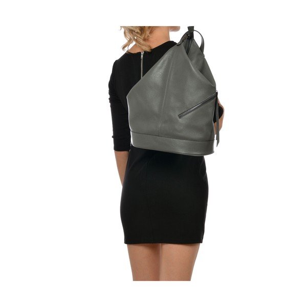 Szary skórzany plecak Carla Ferreri Chic-image-4