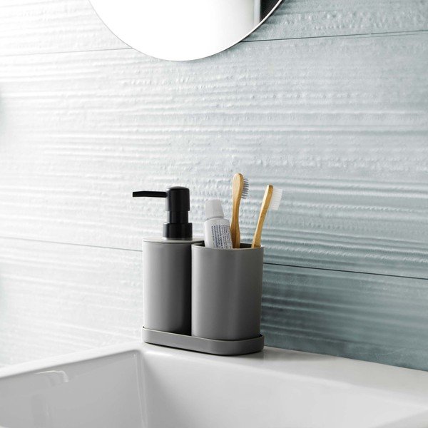 Ciemnoszary plastikowy zestaw akcesoriów łazienkowych Vita – douceur d'intérieur-image-1