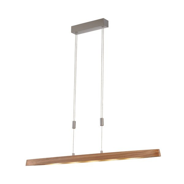 Lampa wisząca LED w kolorze srebra ze ściemniaczem i drewnianym kloszem Shine-wood – Fischer & Honsel
