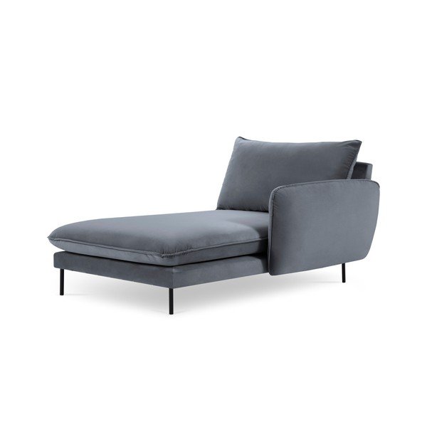 Szary aksamitny szezlong z podłokietnikiem po prawej stronie Cosmopolitan Design Vienna-image-3