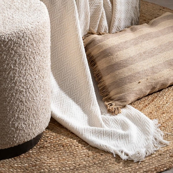 Kremowa narzuta z bawełny z recyklingu 180x260 cm Spike – Ixia-image-1