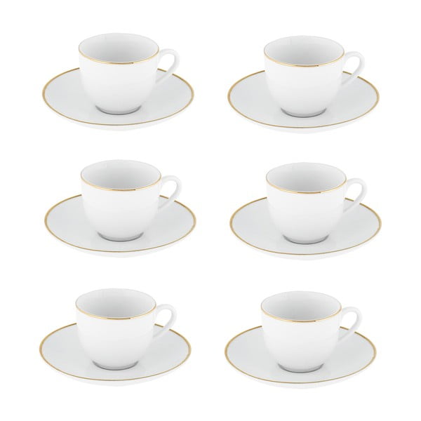 Białe porcelanowe filiżanki zestaw 6 szt. 100 ml Gold Chic – Villa Altachiara