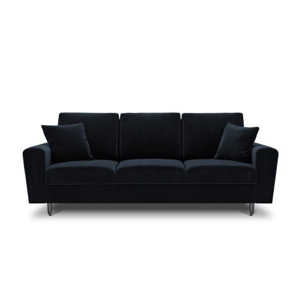 Ciemnoniebieska aksamitna rozkładana sofa ze schowkiem 235 cm Kyoto – Cosmopolitan Design