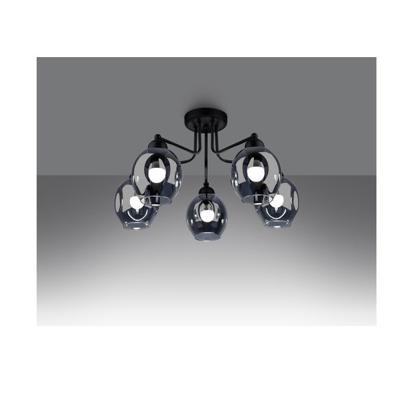 Czarna lampa sufitowa ze szklanym kloszem 59x59 cm Garten – Sollux-image-1