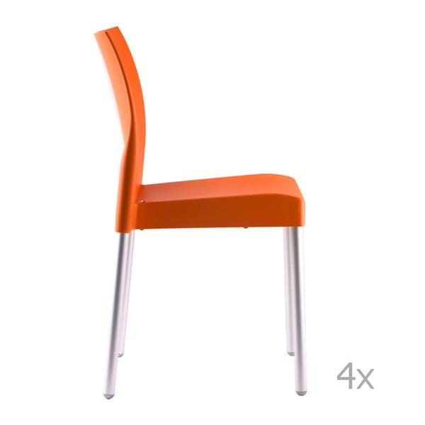 Zestaw 4 pomarańcowych krzeseł Pedrali Ice