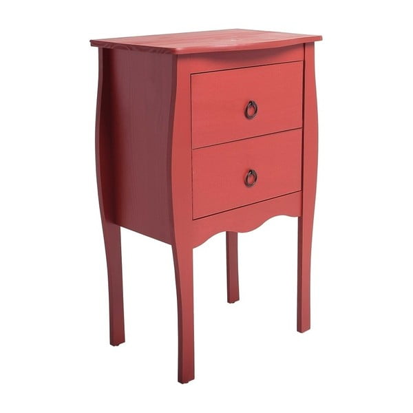 Czerwony stolik z 2 szufladami z drewna sosnowego SOB Oculus