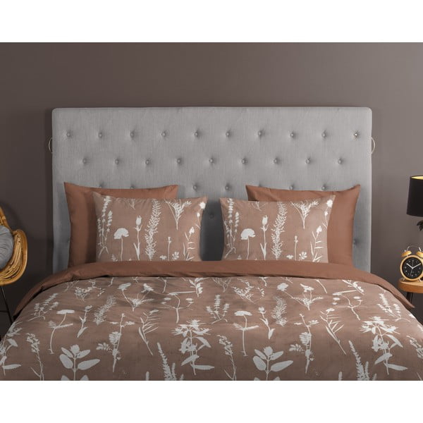 Brązowa bawełniana pościel jednoosobowa 140x220 cm Rav – Good Morning-image-2