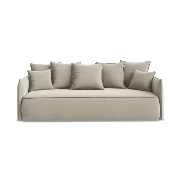 Beżowa aksamitna rozkładana/ze schowkiem sofa 225 cm Hula – Makamii