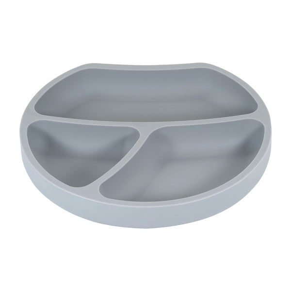 Szary silikonowy talerz dla dzieci 19x20,5 cm – Kindsgut-image-2