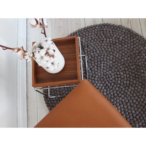 Orzechowobrązowy wełniany dywan kulkowy Wooldot Ball Rugs, ⌀ 120 cm-image-2