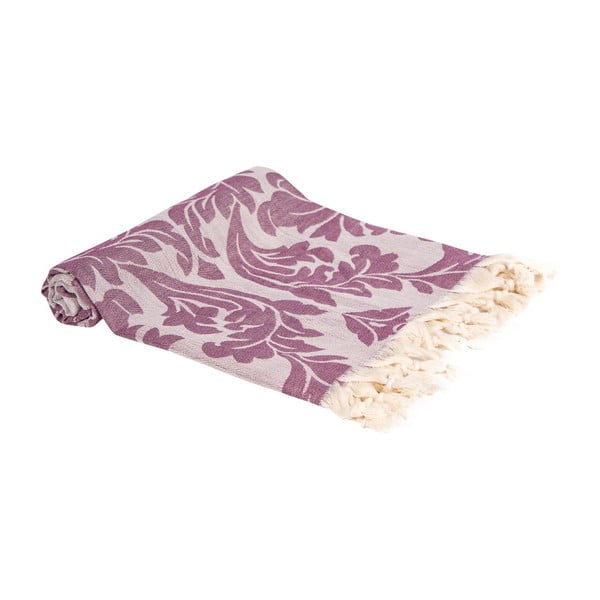 Fioletowy ręcznik kąpielowy tkany ręcznie Ivy's Nesrin, 100x180 cm
