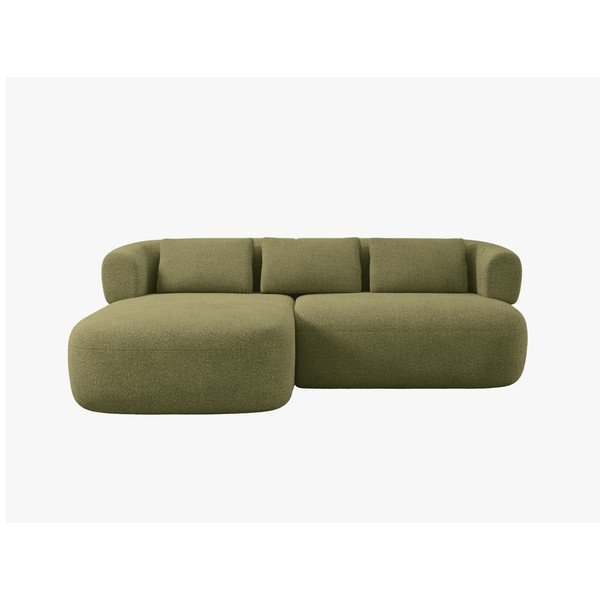 Zielony narożnik z materiału bouclé (lewostronny/z szezlongiem) Jenny – Micadoni -image-1