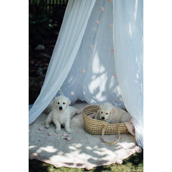 Kremowy bawełniany dywan dziecięcy tkany ręcznie odpowiedni do prania ø120 cm Bubbly Vintage Nude – Lorena Canals-image-1