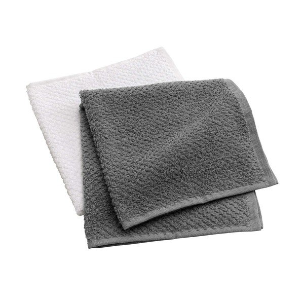 Białe/szare bawełniane ręczniki zestaw 2 szt. frotte 50x50 cm Gourmet – douceur d'intérieur