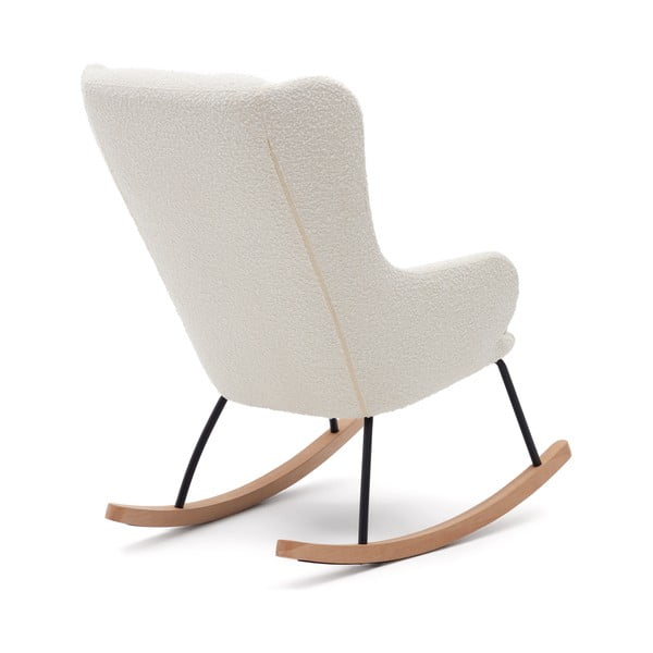 Biały bujany fotel z materiału bouclé Maustin – Kave Home-image-2