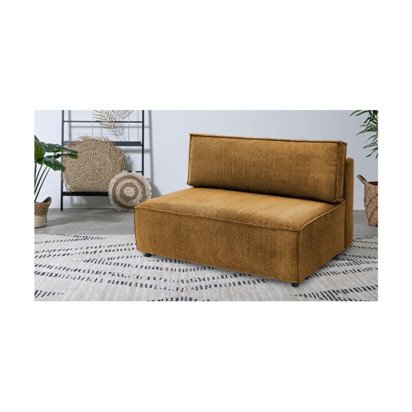 Musztardowy sztruksowy moduł sofy (moduł środkowy) Nihad modular – Bobochic Paris-image-1