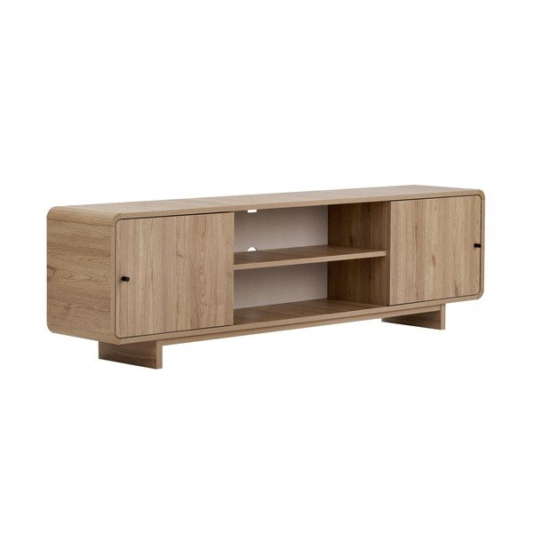 Szafka pod TV w dekorze dębu w jasnym naturalnym kolorze 180x52x34 cm Mirel – Nordure
