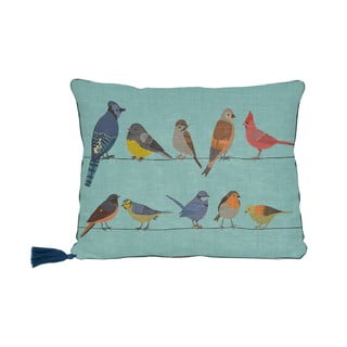 Niebieska poduszka Little Nice Things Fancy Birds, 35x50 cm