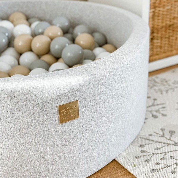 Szary sztruksowy basen z kulkami ø 90x30 cm Montessori – Meowbaby-image-2