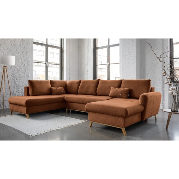 Ceglasta rozkładana sofa w kształcie litery "U" Miuform Scandic Lagom, lewostronna-image-3