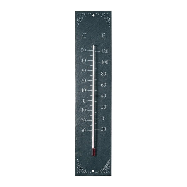 Wiszący zewnętrzny termometr z łupku z ornamentem Ego Dekor Recta, 45x10 cm