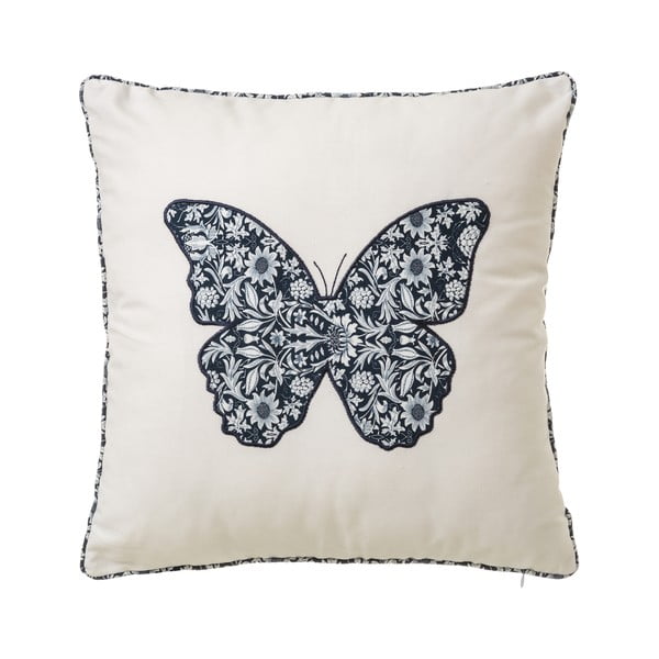 Biała poduszka bawełniana z motywem motyla Unimasa, 45x45 cm
