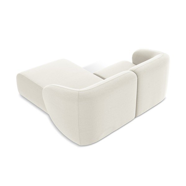 Beżowy aksamitny narożnik (prawostronny/z szezlongiem) Lani – Makamii-image-3