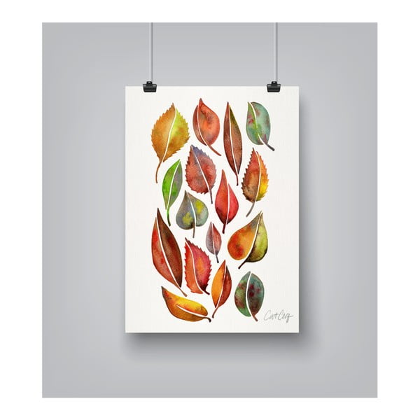 Plakat Americanflat Fall Leaves Watercolour by Cat Coquillette, 30x42 cm