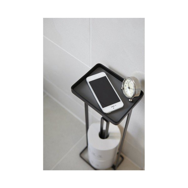 Czarny stojak na papier toaletowy z półeczką YAMAZAKI Tower-image-2