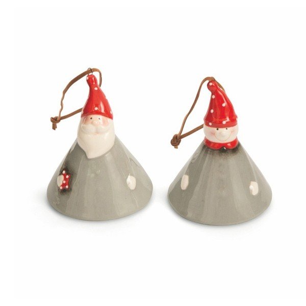 Zestaw 2 świątecznych dekoracji wiszących Villa d'Este XMAS Appendini Campanella Grigi