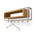 Wieszak ścienny z litego drewna dębowego w naturalnym kolorze/szarobrązowy z półką 78 cm School – Spinder Design