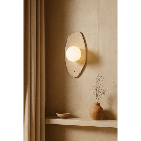 Beżowy kamienny kinkiet ø 10 cm Hilde – Opviq lights-image-1